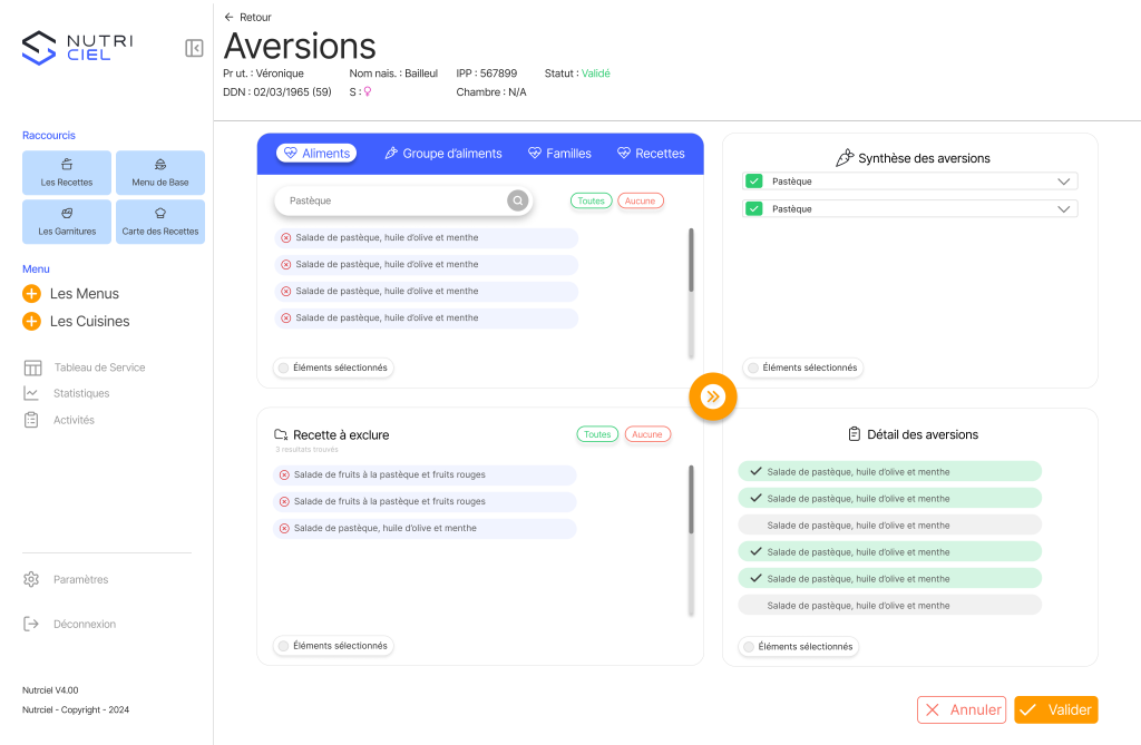 Fiche de répartition : un suivi des apports nutritionnels